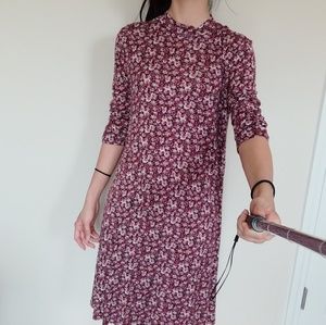 Maroon Flower Patterned Dress
